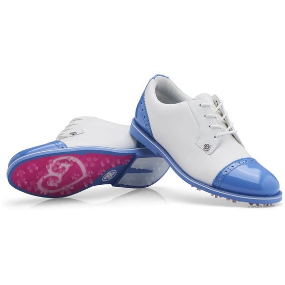 G/FORE Shoes - G/FORE Womens Cap Toe Gallivanter Golf Shoes - Snow/Vista Blue